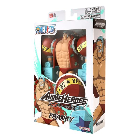 BANDAI – Anime Heroes – One Piece – Anime Heroes Figur – 17 cm – Franky Actionfigur – Offizielle One Piece Manga Lizenz – Bewegliche Franky Figur – Spielzeug für Kinder ab 4 Jahren – 36938