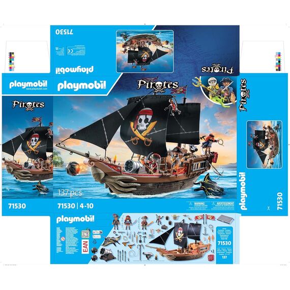PLAYMOBIL Pirates 71530 Großes Piratenschiff, aufregende Seeschlachten und geheime Schatzsuchen auf hoher See, inklusive Kanonen, Geschossen und Anker, detailreiches Spielzeug für Kinder ab 4 Jahren