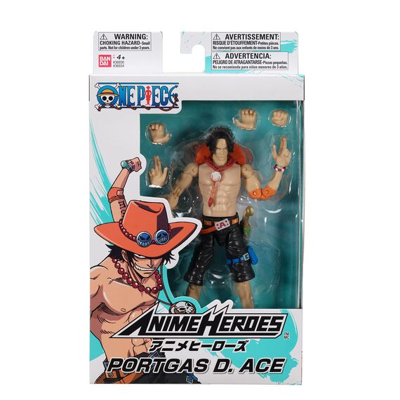 BANDAI – Anime Heroes – One Piece – Figur Portgas D. Ace 17 cm – Gelenkfigur – Offizielle One Piece Lizenz – Gelenkige Ace-Figur – Spielzeug für Kinder ab 4 Jahren – 36934