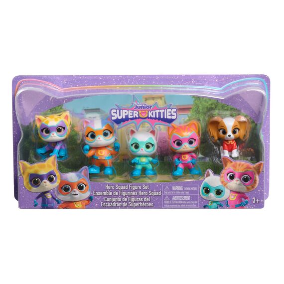 Just Play Disney Junior SuperKitties Heldenteam, 5-teiliges Figurenset, 5 cm große Sammelfiguren, Kinderspielzeug ab 3 Jahren