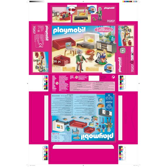 PLAYMOBIL Dollhouse 70207 Gemütliches Wohnzimmer, Mit Lichteffekt, Ab 4 Jahren