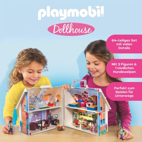 PLAYMOBIL | Dollhouse |Spielzeug für Kinder ab 4 Jahren | Mitnehm-Puppenhaus mit Griff | 70985