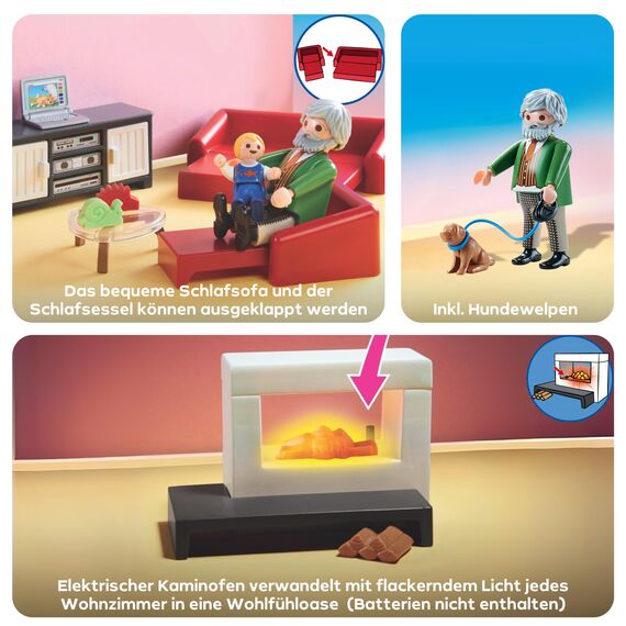 PLAYMOBIL Dollhouse 70207 Gemütliches Wohnzimmer, Mit Lichteffekt, Ab 4 Jahren