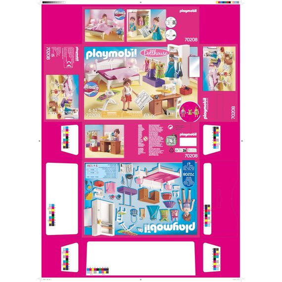PLAYMOBIL 70208 Dollhouse Abwechslung Schlafzimmer mit Nähecke, ab 4 Jahren, bunt, one Size