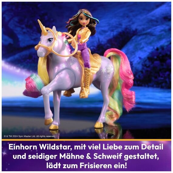 Unicorn Academy - Sophia und Licht-Magie Wildstar Set, ca. 12 cm Originalfiguren zur Netflix Serie, mit Mähne, Schweif sowie magischer Leuchtfunktion und Regenbogensternen, ab 4 Jahren