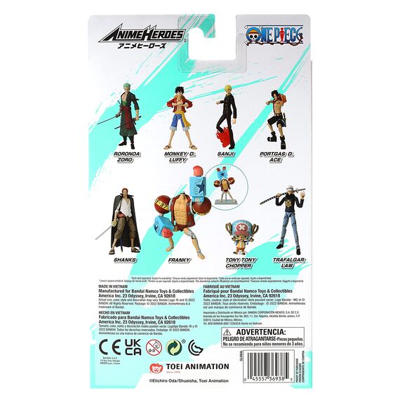 BANDAI – Anime Heroes – One Piece – Anime Heroes Figur – 17 cm – Franky Actionfigur – Offizielle One Piece Manga Lizenz – Bewegliche Franky Figur – Spielzeug für Kinder ab 4 Jahren – 36938