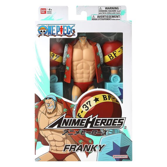 BANDAI – Anime Heroes – One Piece – Anime Heroes Figur – 17 cm – Franky Actionfigur – Offizielle One Piece Manga Lizenz – Bewegliche Franky Figur – Spielzeug für Kinder ab 4 Jahren – 36938