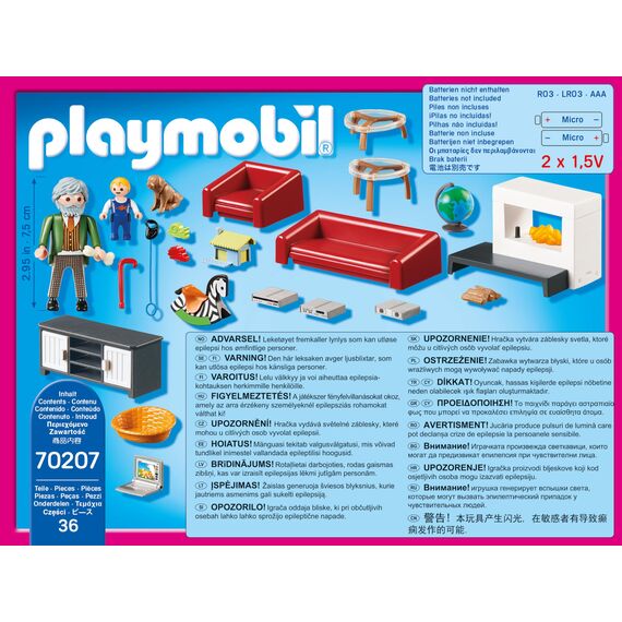 PLAYMOBIL Dollhouse 70207 Gemütliches Wohnzimmer, Mit Lichteffekt, Ab 4 Jahren