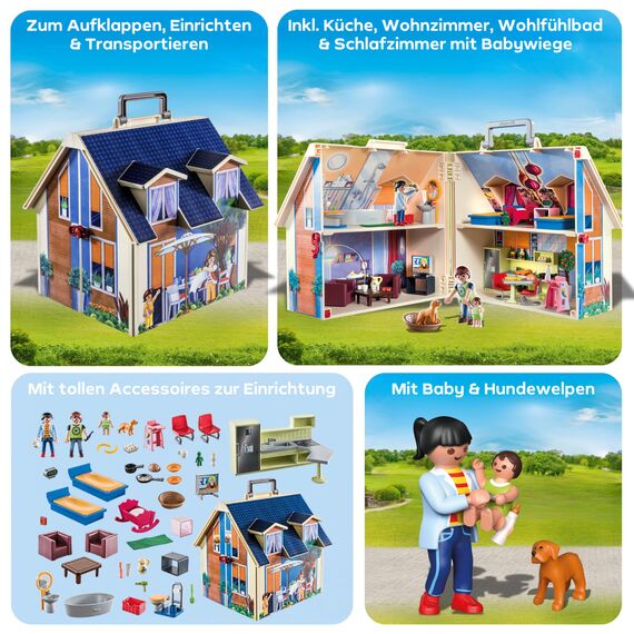 PLAYMOBIL | Dollhouse |Spielzeug für Kinder ab 4 Jahren | Mitnehm-Puppenhaus mit Griff | 70985