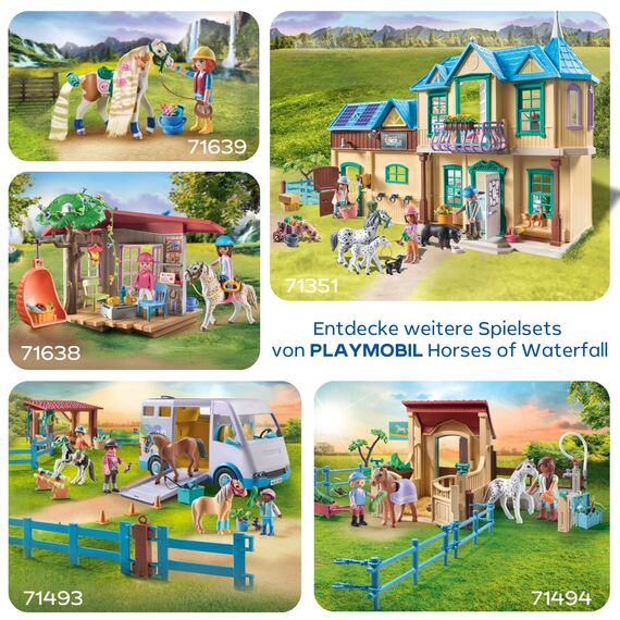 PLAYMOBIL Horses of Waterfall 71493 Mobile Reitschule, spielerisches Lernen des Pferdereitens, Abenteuer auf der Waterfall Ranch, detailreiches Spielzeug für Kinder ab 4 Jahren