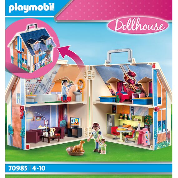 PLAYMOBIL | Dollhouse |Spielzeug für Kinder ab 4 Jahren | Mitnehm-Puppenhaus mit Griff | 70985