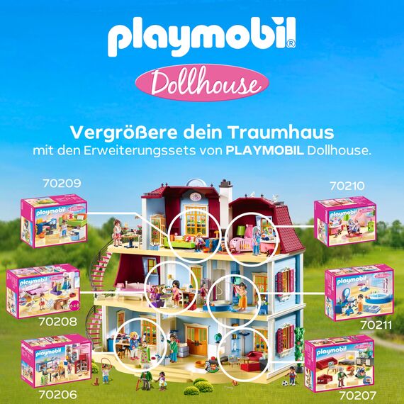PLAYMOBIL 70208 Dollhouse Abwechslung Schlafzimmer mit Nähecke, ab 4 Jahren, bunt, one Size