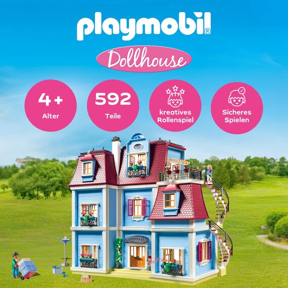 PLAYMOBIL Dollhouse 70205 Mein Großes Puppenhaus, Mit funktionsfähiger Türklingel, Ab 4 Jahren