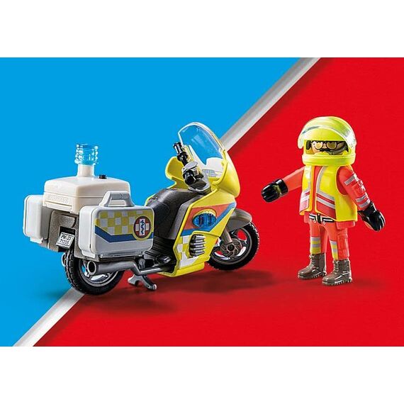 PLAYMOBIL City Life 71205 Notarzt-Motorrad mit Blinklicht, Spielzeug für Kinder ab 4 Jahren