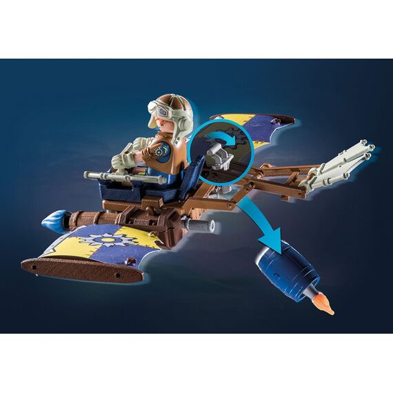 PLAYMOBIL Novelmore 71211 Novelmore - Darios Fluggleiter, Himmelsgleiter mit Bolzenkanonen, Schleudersitz und spannendem Zubehör, Spielzeug für Kinder ab 4 Jahren