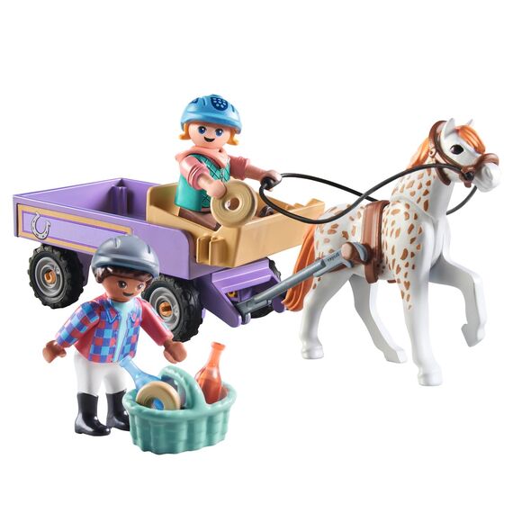 PLAYMOBIL Horses of Waterfall 71496 Ponykutsche, Zauberhafter Ausflug mit dem Pony, aufregende Abenteuer auf der Waterfall Ranch, detailreiches Spielzeug für Kinder ab 4 Jahren