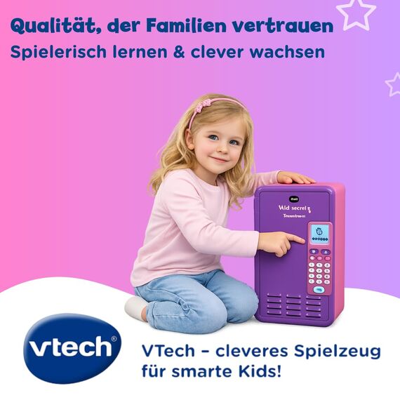 VTech Kidisecrets Traumtresor – Tresor mit Zahlencode zum Aufbewahren von Geheimnissen – Mit Spielen, Musik und Aufklebern – Für Kinder von 6-12 Jahren, Lila - German Version/Deutsche Version