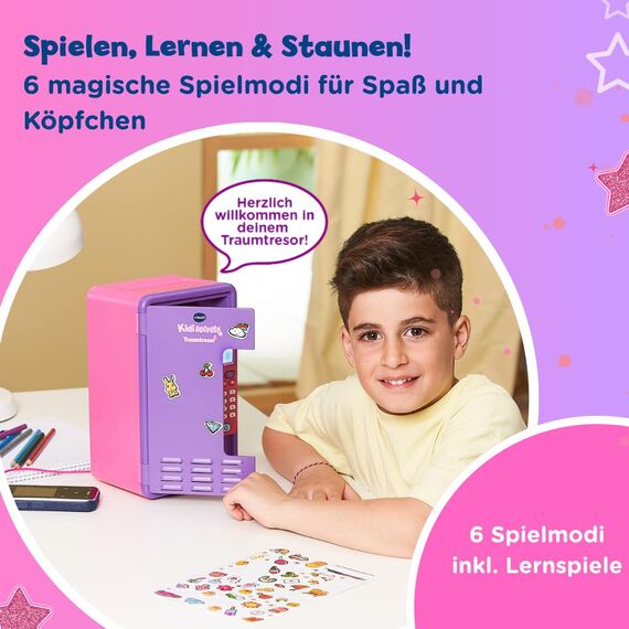 VTech Kidisecrets Traumtresor – Tresor mit Zahlencode zum Aufbewahren von Geheimnissen – Mit Spielen, Musik und Aufklebern – Für Kinder von 6-12 Jahren, Lila - German Version/Deutsche Version
