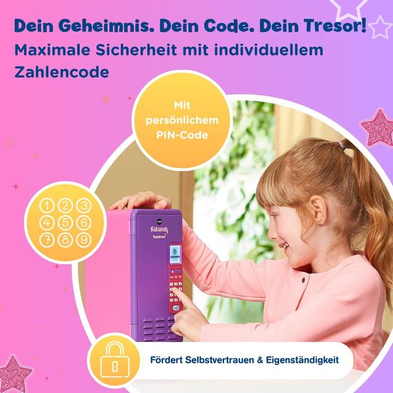VTech Kidisecrets Traumtresor – Tresor mit Zahlencode zum Aufbewahren von Geheimnissen – Mit Spielen, Musik und Aufklebern – Für Kinder von 6-12 Jahren, Lila - German Version/Deutsche Version