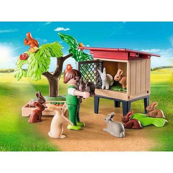 PLAYMOBIL Country 71252 Kaninchenstall, Tiere für den Bio-Bauernhof, Nachhaltiges Spielzeug für Kinder ab 4 Jahren