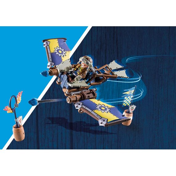 PLAYMOBIL Novelmore 71211 Novelmore - Darios Fluggleiter, Himmelsgleiter mit Bolzenkanonen, Schleudersitz und spannendem Zubehör, Spielzeug für Kinder ab 4 Jahren