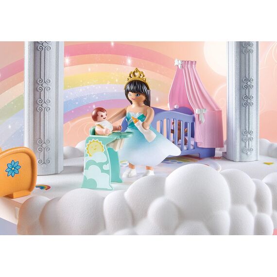 PLAYMOBIL Princess Magic 71360 Himmlische Babywolke, magisches Kinderzimmer in den Wolken, inklusive Babywiege, Schaukelpferd, Teddybär und mehr, Spielzeug für Kinder ab 4 Jahren