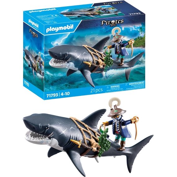 PLAYMOBIL | Pirates | Gefahr durch Riesenhai | Piratenspielzeug | Spielzeugfiguren | Spielzeug für Kinder ab 4 Jahren | 71793