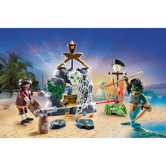 PLAYMOBIL Pirates 71420 Schatzsuche, auf der Suche nach dem Kristallschädel, aufregende Unterwasserwelt mit Pirat und Muränenmann, Spielzeug für Kinder ab 4 Jahren