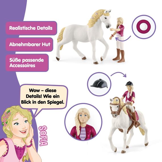 SCHLEICH Horse Club | Sofia & Blossom 42540 | bewegliche Mädchenfigur | mit Pferde Zubehör | tolles Geschenk für Mädchen und Jungen | Pferde Spielzeug ab 5 Jahren | 10 Teile | exklusiv bei Amazon