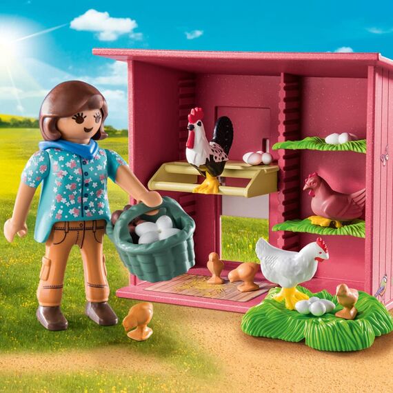 PLAYMOBIL | Country | Hühner mit Küken | Hühnerhaus für deinen Bauernhof | Spielzeug für Kinder ab 4 Jahren | 71308