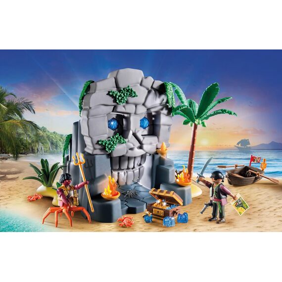 PLAYMOBIL Pirates 71531 Totenkopfinsel, spannungsgeladenes Abenteuer auf der Kristallschädel-Insel, inklusive Piratenfigur und gefährlichem Krabbenmann, detailreiches Spielzeug für Kinder ab 4 Jahren