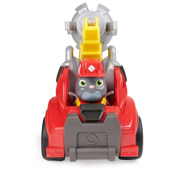 Rubble & Crew - Kran-Baufahrzeug (Basis Fahrzeug) mit Charger-Figur, dreh- und ausfahrbarer Ausleger, authentisches Spielzeug aus TV-Serie, für Kinder ab 3 Jahren