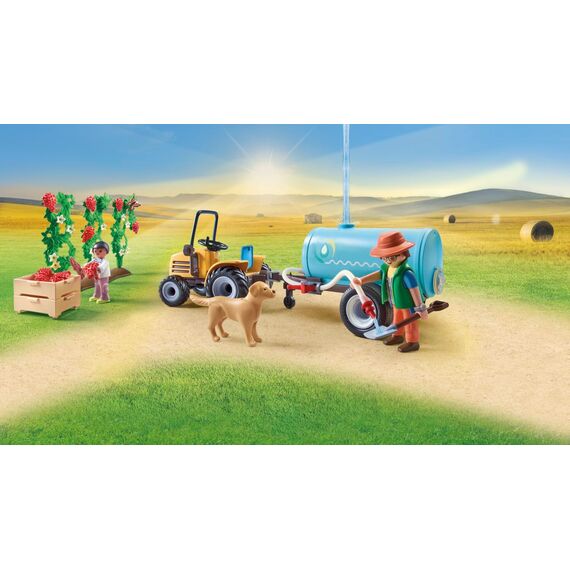 PLAYMOBIL Country 71442 Traktor mit Anhänger und Wassertank, frische Ernte auf dem Bauernhof, spielerisches Lernen über die Umwelt, nachhaltiges Spielzeug für Kinder ab 4 Jahren