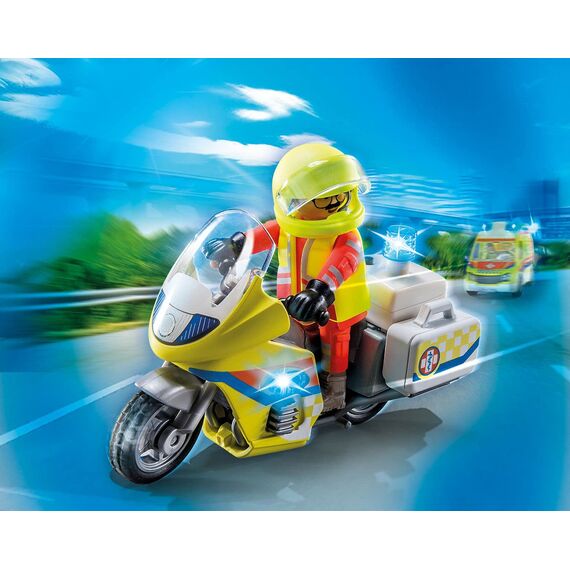 PLAYMOBIL City Life 71205 Notarzt-Motorrad mit Blinklicht, Spielzeug für Kinder ab 4 Jahren