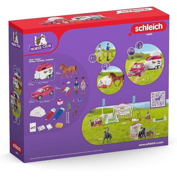 schleich HORSE CLUB | Abenteuer mit Auto und Pferdeanhänger 42535 | mit Hannah, Papa, Pferd und Zubehör | Geschenk für Mädchen und Jungen | Pferde Spielzeug für Kinder ab 5 Jahren | Set aus 110 Teilen
