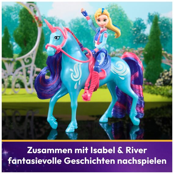 Unicorn Academy Isabel und Einhorn River Set - ca. 12 cm große Originalfiguren zur beliebten Netflix Serie mit Zwei Accessoires und Haarbürste für fantasievolles Rollenspiel, für Kinder ab 4 Jahren