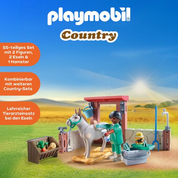 PLAYMOBIL | Country | Tierarzteinsatz bei den Eseln |Spielzeug für Kinder ab 4 Jahren | 71471