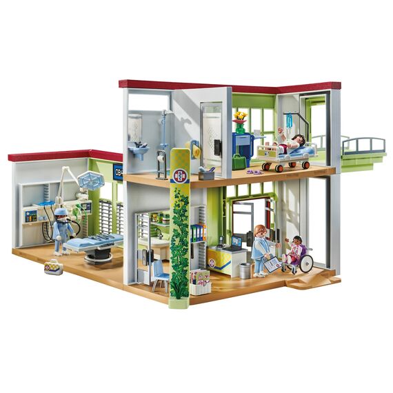 PLAYMOBIL Action Heroes 71615 Modernes Krankenhaus, mit Vier Figuren, medizinischen Geräten und Accessoires, zu über 80 % aus recycelten und biobasierten Materialien, Spielzeug für Kinder ab 4 Jahren