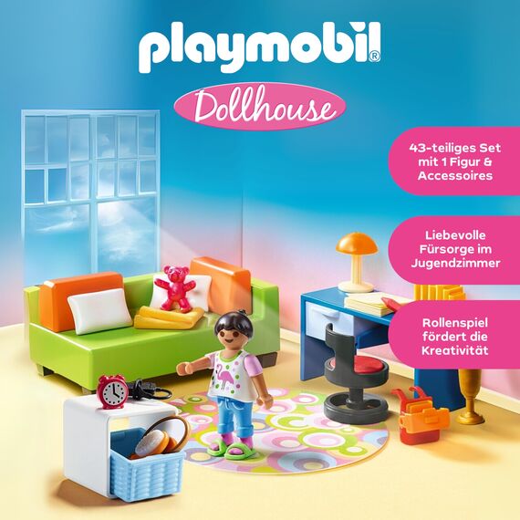 PLAYMOBIL Dollhouse 70209 Jugendzimmer mit Mädchenfigur und Zubehör, Ab 4 Jahren