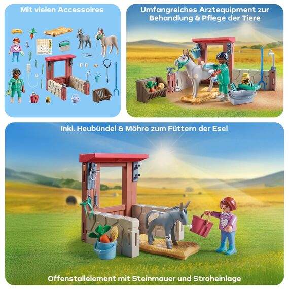 PLAYMOBIL | Country | Tierarzteinsatz bei den Eseln |Spielzeug für Kinder ab 4 Jahren | 71471