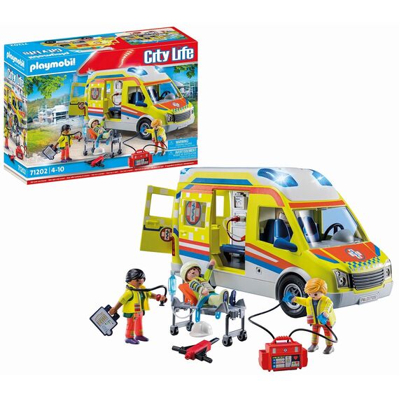 PLAYMOBIL | City Life | Rettungswagen | mit Licht und Soundeffekten | Spielzeug für Kinder ab 4 Jahren | 71202