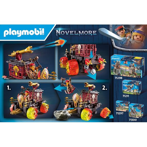 PLAYMOBIL Novelmore 71299 Burnham Raiders - Feuerkampfwagen, feuriger Kampf zwischen Burnham Raider und Novelmore, mit Rammbock, Flammenrädern und Schleudersitz, Spielzeug für Kinder ab 4 Jahren