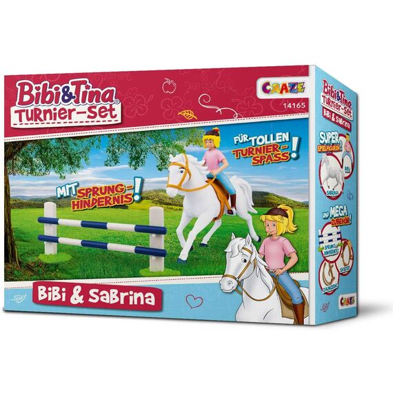 CRAZE BIBI & TINA Turnierset mit Reiterin Pferd Bibi und Sabrina inkl. Reitzubehör Spielfiguren zum Sammeln 14165