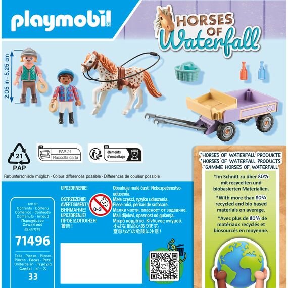 PLAYMOBIL Horses of Waterfall 71496 Ponykutsche, Zauberhafter Ausflug mit dem Pony, aufregende Abenteuer auf der Waterfall Ranch, detailreiches Spielzeug für Kinder ab 4 Jahren