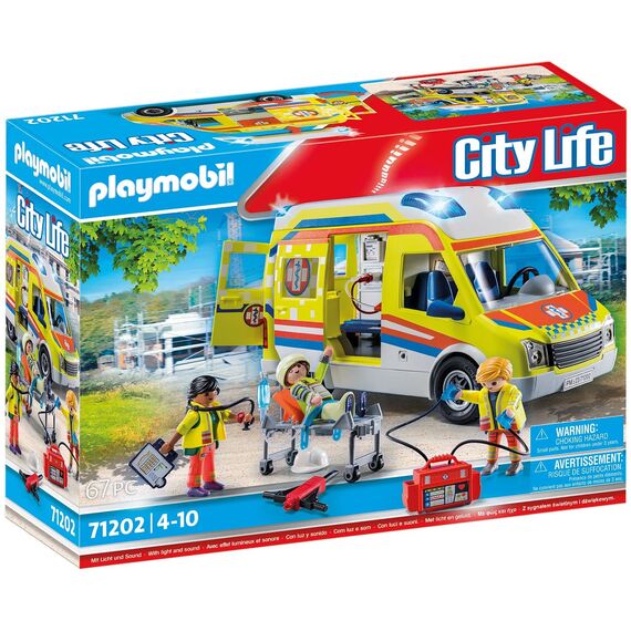 PLAYMOBIL | City Life | Rettungswagen | mit Licht und Soundeffekten | Spielzeug für Kinder ab 4 Jahren | 71202