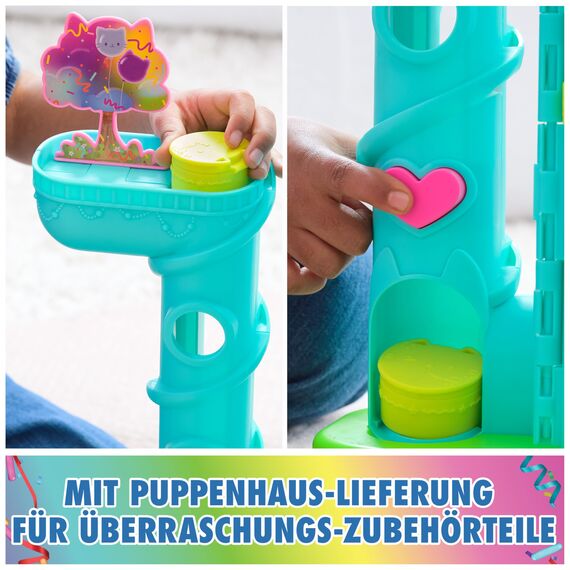 DREAMWORKS GABBY'S DOLLHOUSE - 15-teiliges Purrfect Party Puppenhaus Spielset im Regenbogen-Look, über 60cm mit Gabby-Figur, Möbeln und Geräuscheffekten, ab 3 Jahren
