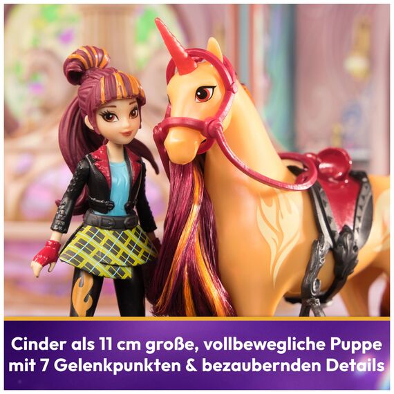 Unicorn Academy Valentina und Einhorn Cinder Set - ca. 12 cm große Originalfiguren zur beliebten Netflix Serie mit zwei Accessoires und Haarbürste für kreatives Rollenspiel, für Kinder ab 4 Jahren