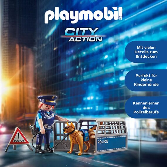 PLAYMOBIL Straßensperre mit Hund