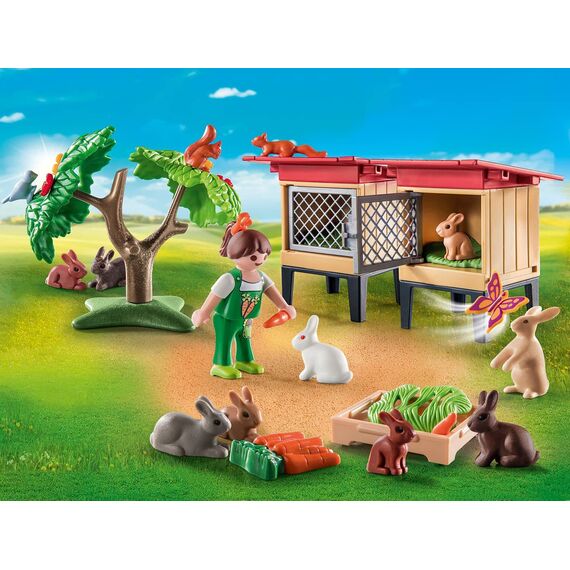 PLAYMOBIL Country 71252 Kaninchenstall, Tiere für den Bio-Bauernhof, Nachhaltiges Spielzeug für Kinder ab 4 Jahren