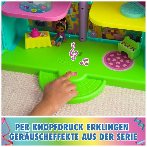DREAMWORKS GABBY'S DOLLHOUSE - 15-teiliges Purrfect Party Puppenhaus Spielset im Regenbogen-Look, über 60cm mit Gabby-Figur, Möbeln und Geräuscheffekten, ab 3 Jahren
